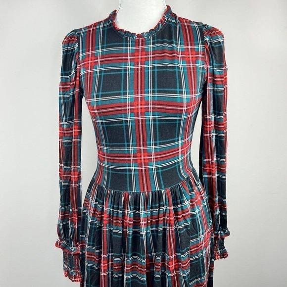 Draper James Kitty Dress Size S Georgia Plaid Belle Meade Black NWT - Picture 3 of 14